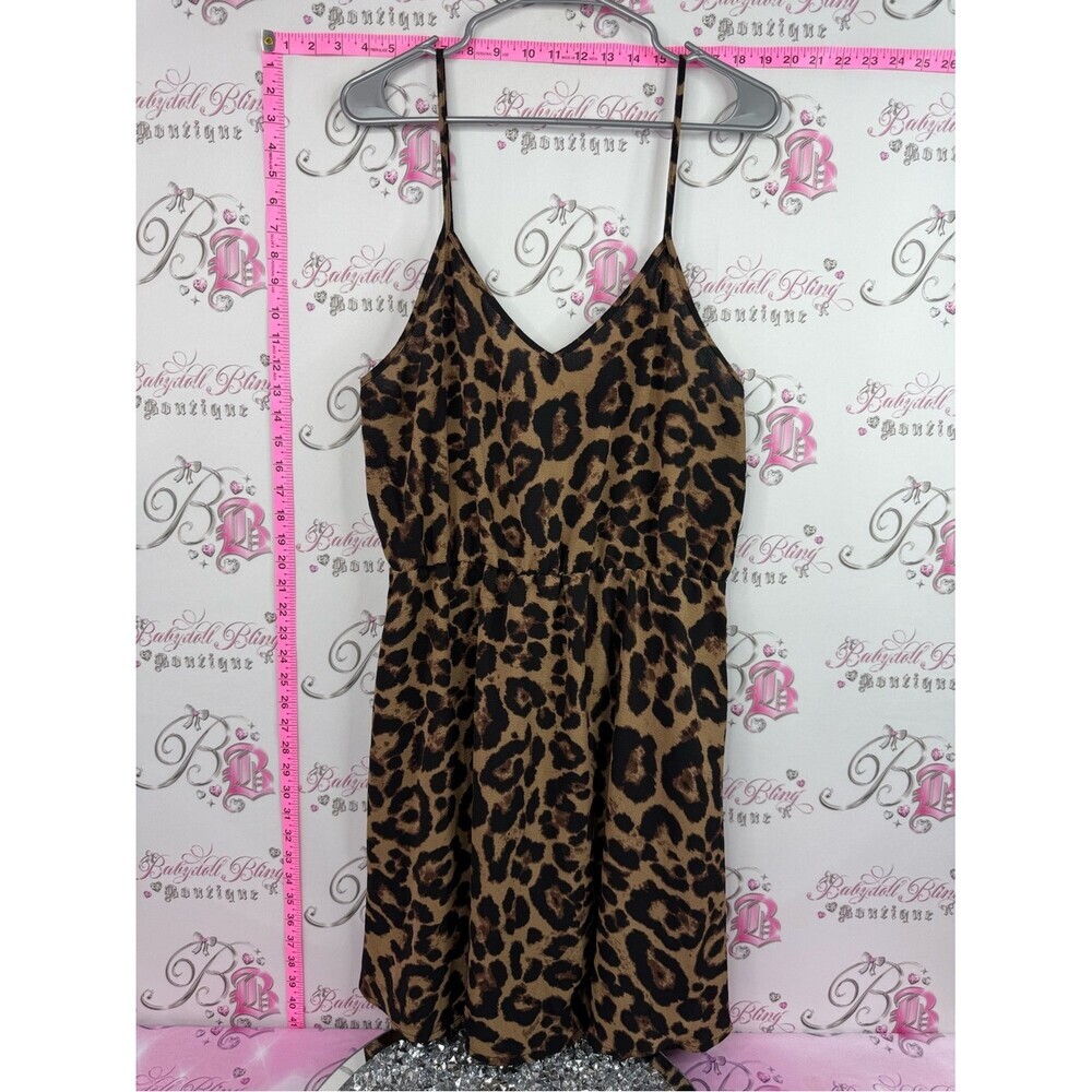 SHEIN Brown and Black Leopard Print Midi Dress